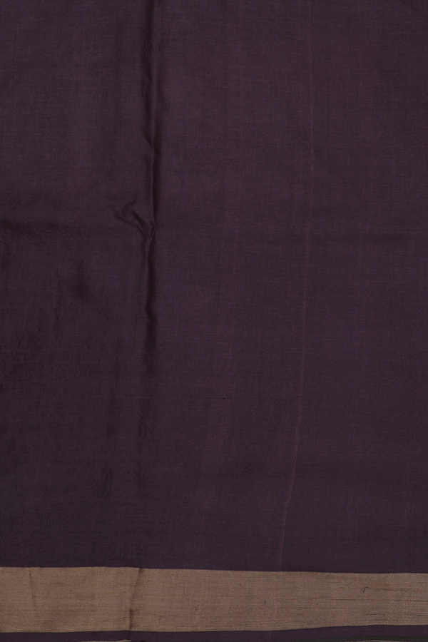 Gold And Silver Zari Motifs Oxford Brown Tussar Silk Saree