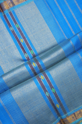 Stripes Zari Design Azure Blue Mathappu Collection
