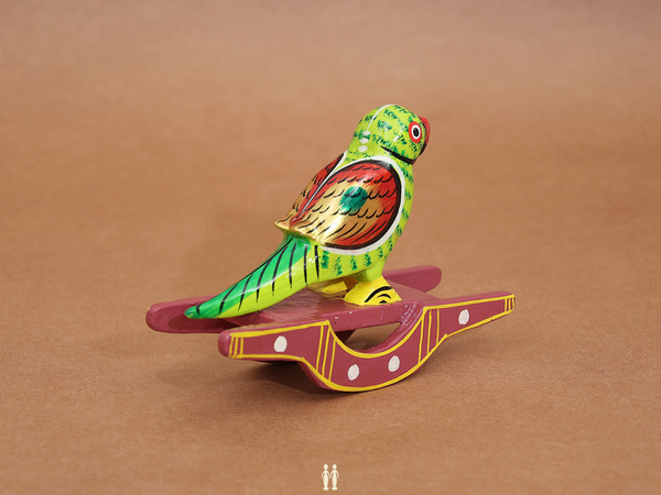 Wooden Handicraft Multicolor Rocking Parrot Toy
