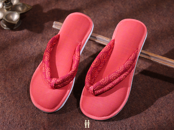 Plain Orange Cotton Slippers