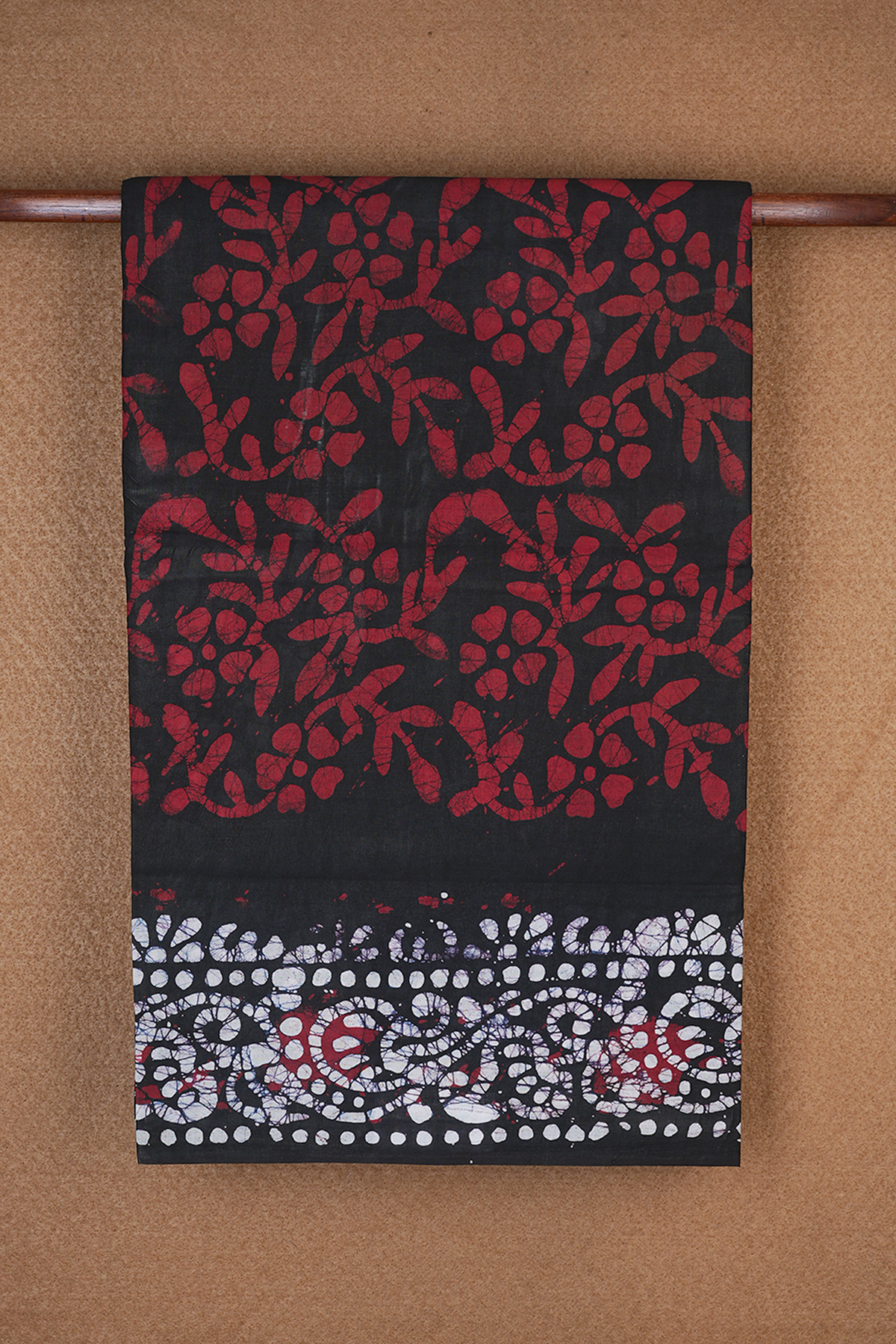 Allover Floral Design Black Sungudi Cotton Saree