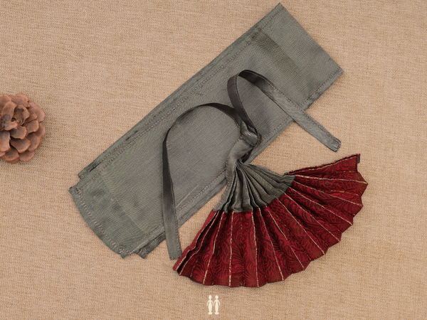 Zari Border Greenish Brown Silk Cotton Amman Pavadai Set