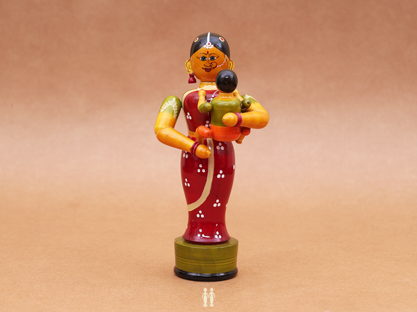 Wooden Handicraft Mother With Child For Showpiece