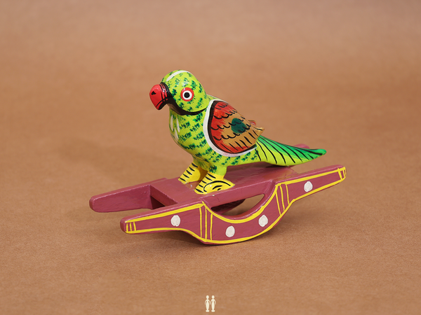 Wooden Handicraft Multicolor Rocking Parrot Toy