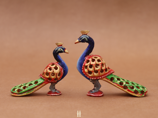 Wooden Peacock Set Of 2 For Showpiece