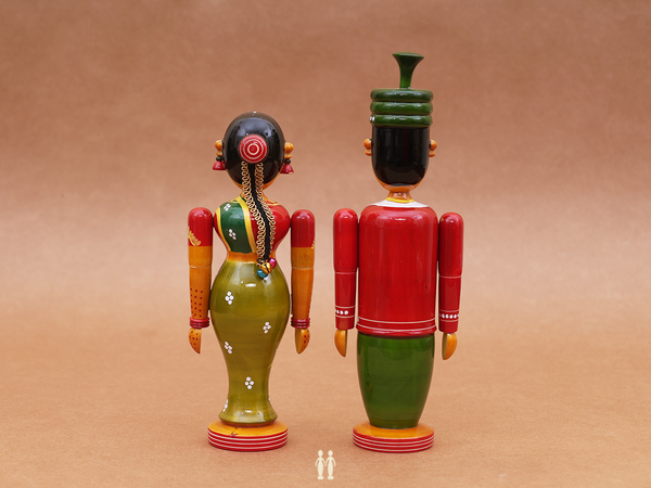 Wooden Handicraft Wedding Doll Set For Showpiece