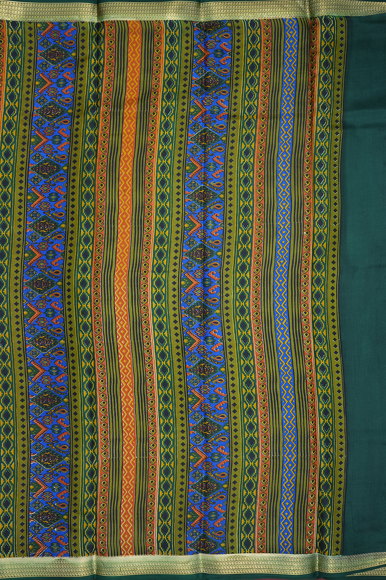 Allover Floral Design Royal Blue Printed Silk Saree