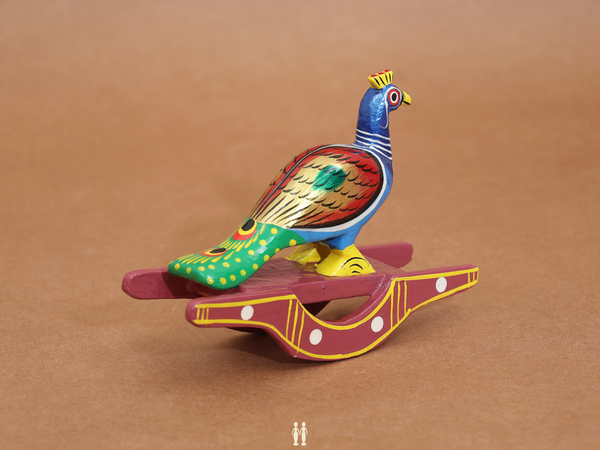 Wooden Handicraft Multicolor Rocking Peacock Toy