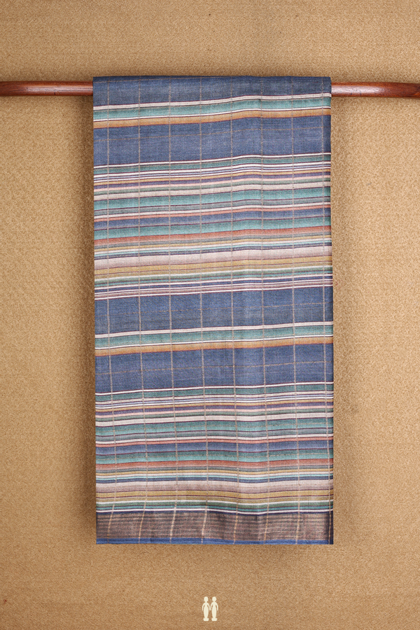Allover Stripes Design Multicolor Tussar Silk Saree