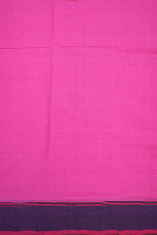 Contrast Border Plain Rose Pink Mangalagiri Cotton Saree