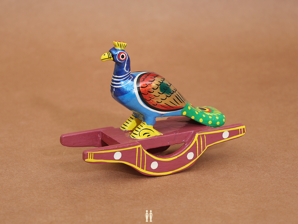 Wooden Handicraft Multicolor Rocking Peacock Toy