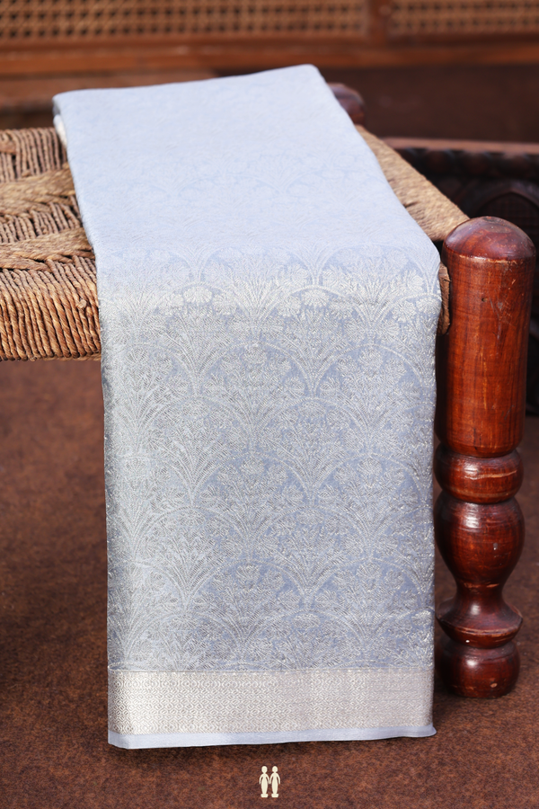 Mysore Silk Saree In Light Grey With Brocade Design