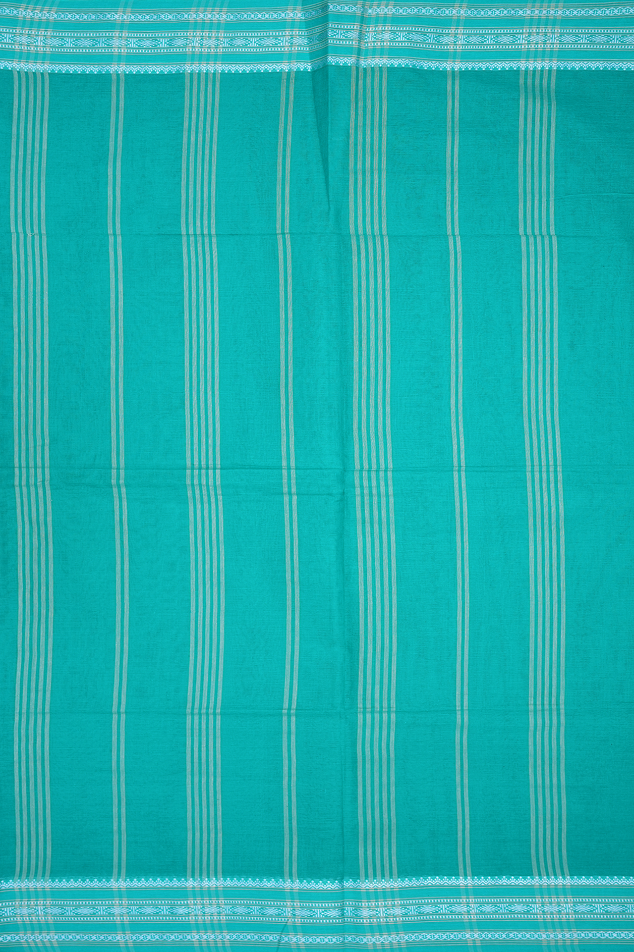 Threadwork Border Plain Sea Blue Bengal Cotton Saree