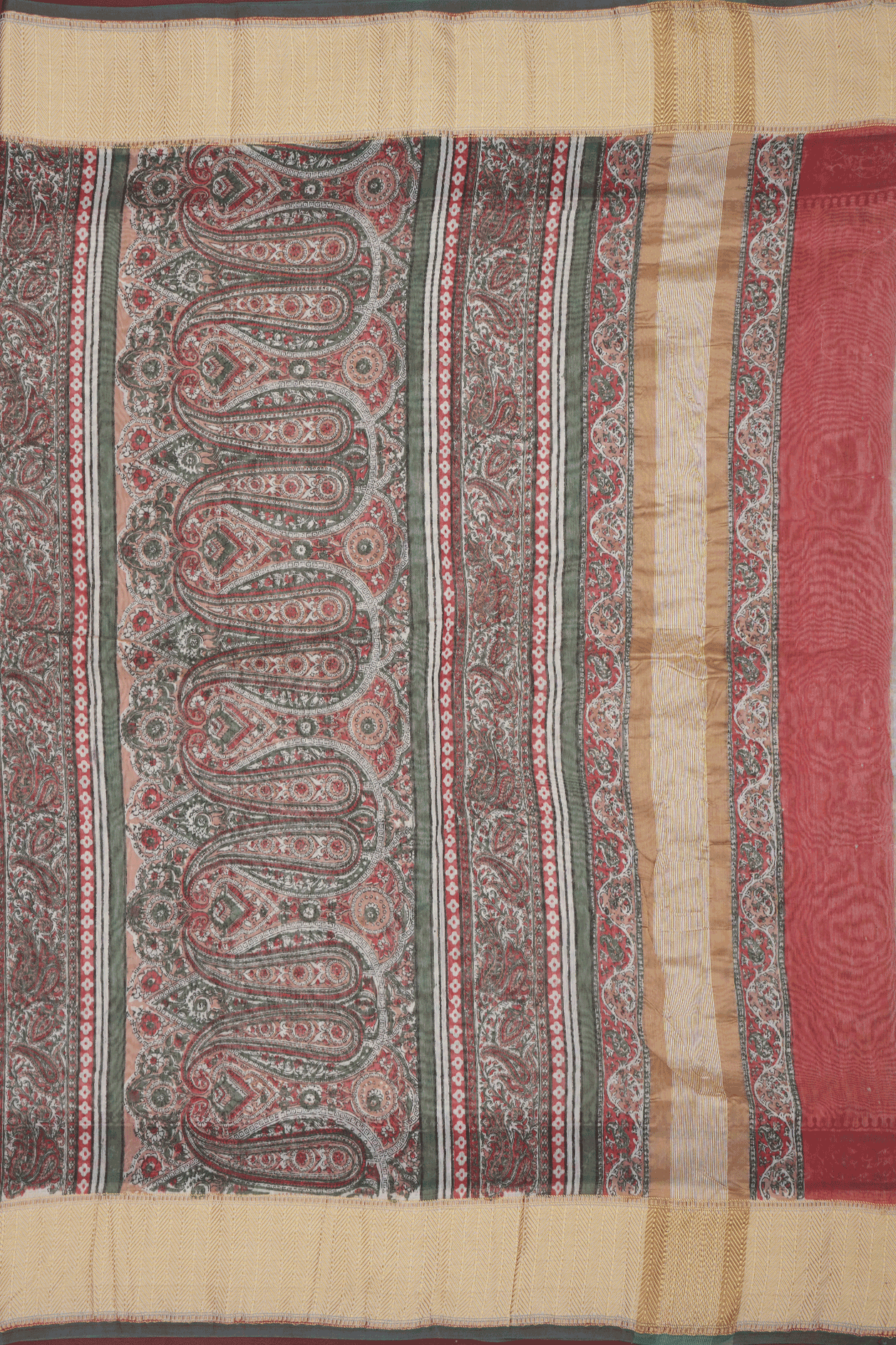 Paisley And Floral Printed Multicolor Chanderi Cotton Saree