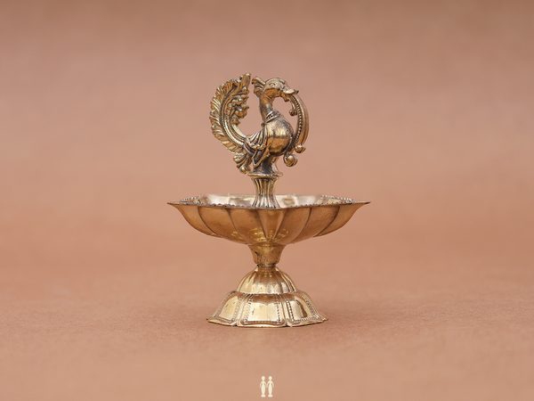 Peacock Design Brass Vilakku For Pooja Set