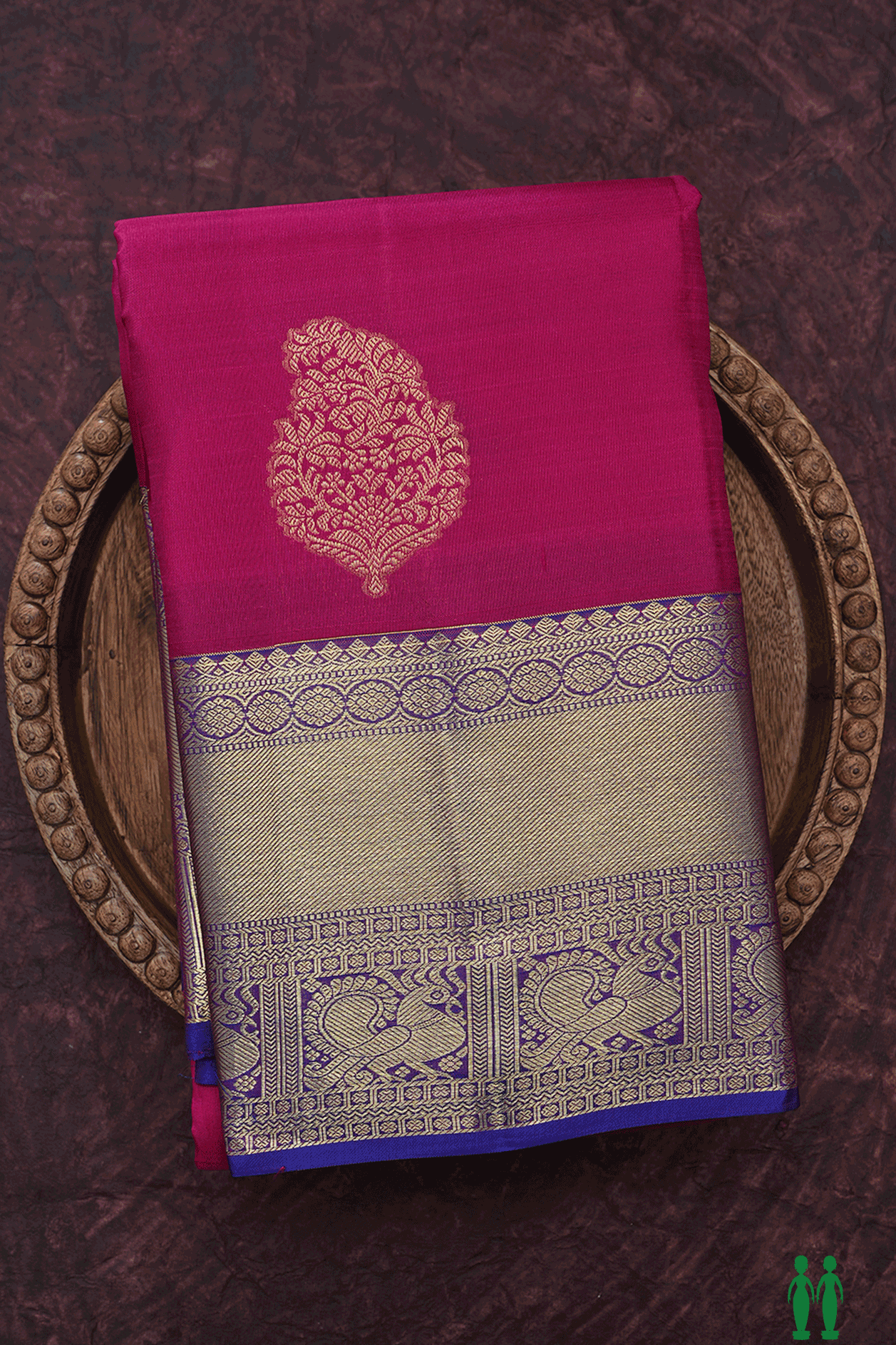 Floral Motifs Magenta Pink Kanchipuram Silk Saree