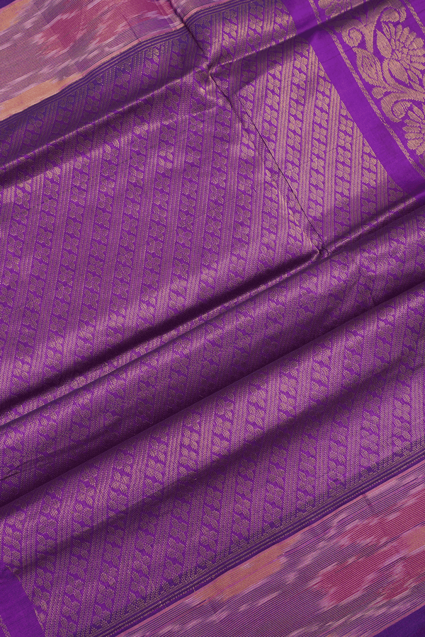 Floral And Paisley Motifs Magenta Poly Cotton Saree