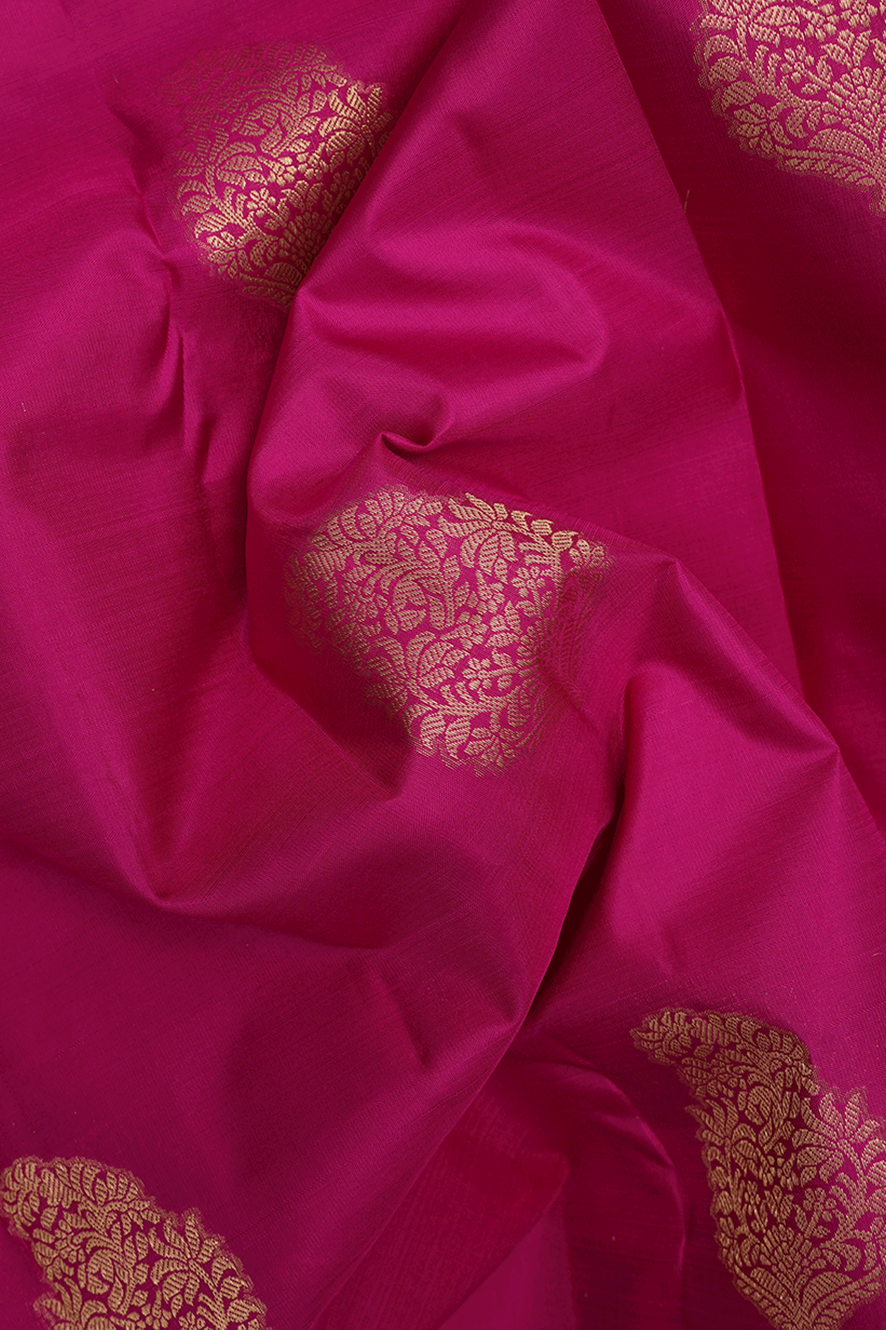 Floral Motifs Magenta Pink Kanchipuram Silk Saree