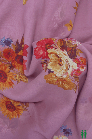 Floral Digital Printed Mauve Pink Georgette Saree