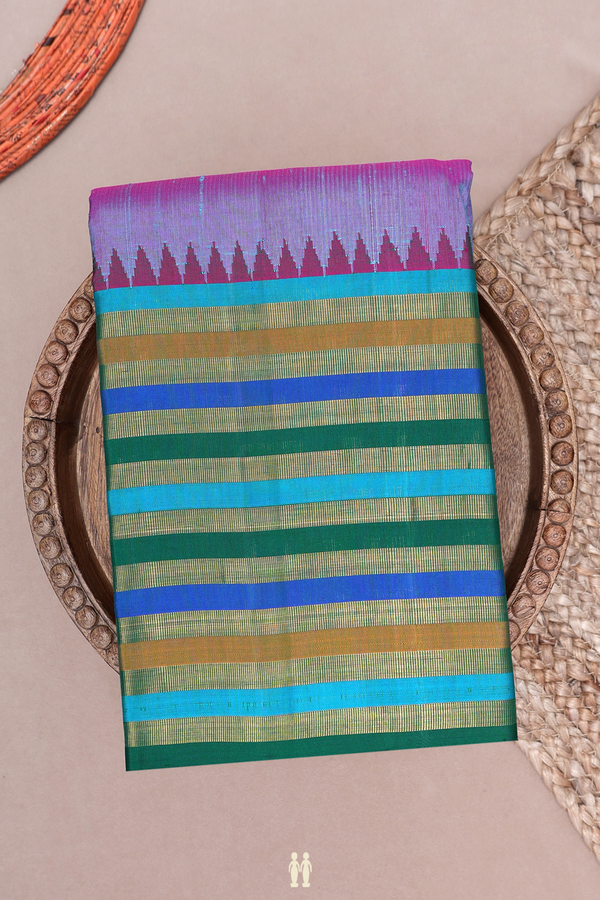Kanchipuram Silk Saree In Dual Tone With Contrast Border