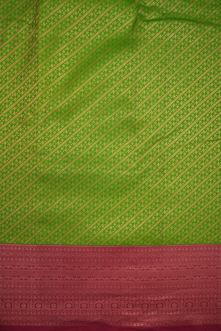 Zari Border In Brocade Parrot Green Kanchipuram Silk Saree