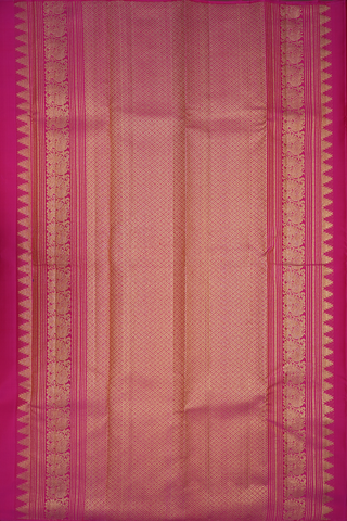 Temple Zari Border Plain Magenta Kanchipuram Silk Saree