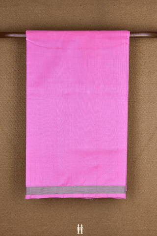 Zari Border Plain Rose Pink Traditional Silk Cotton Saree