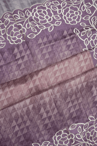 Geometric Printed Shades Of Purple Semi Tussar Silk Saree
