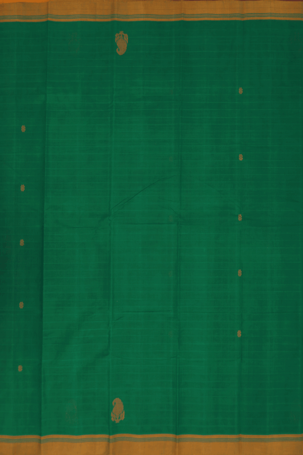 Kanchi Cotton Saree In Green With Floral Buttas