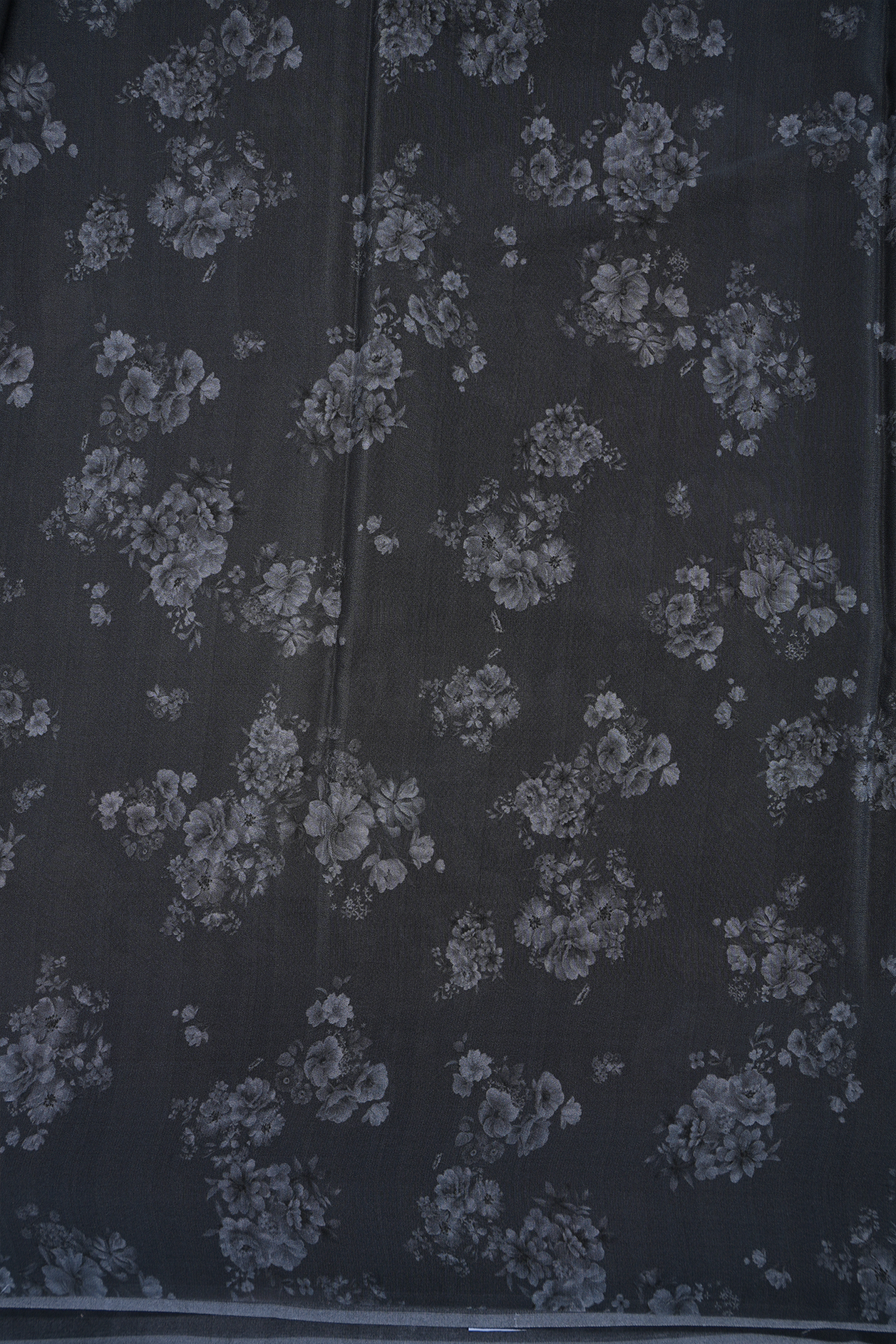 Floral Digital Printed Dark Grey Crepe Saree
