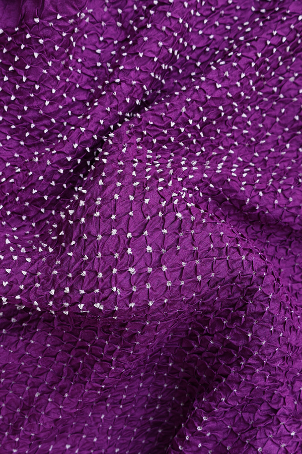 Bandhani Silk Saree In Purple With Tie And Dye Design