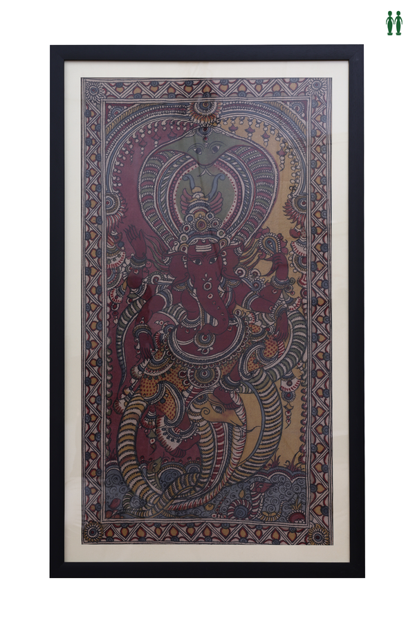 Lord Chaturbhuja Ganesha Kalamkari Painting