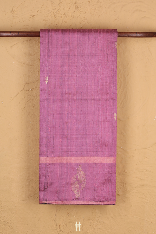 Jute Saree In Pink With Zari Buttas