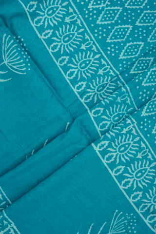 Warli Printed Design Peacock Green Jaipur Cotton Saree