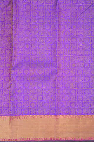 Peacock Floral Zari Design Purple Kanchipuram Silk Saree