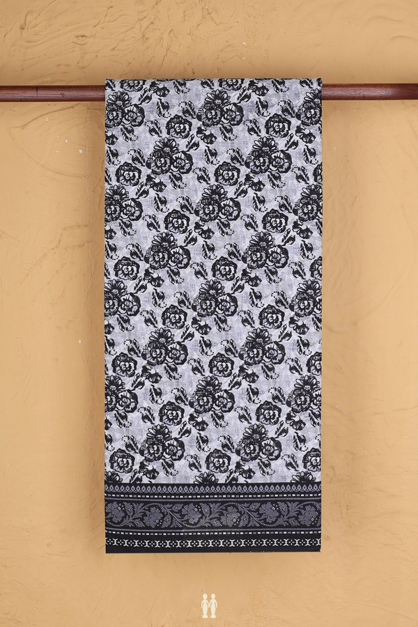 Ahmedabad Cotton Saree In White With Floral Design