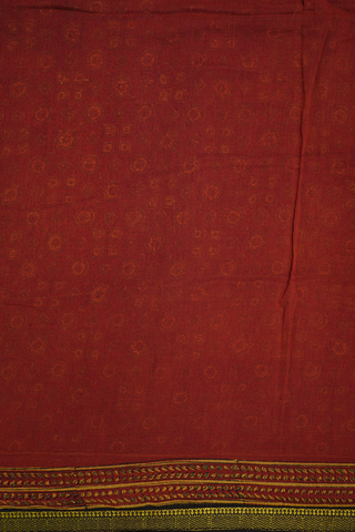 Ajrakh Printed Rust Red Chanderi Cotton Saree