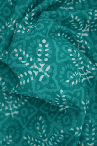 Allover Printed Design Dark Sea Green Jaipur Cotton Saree