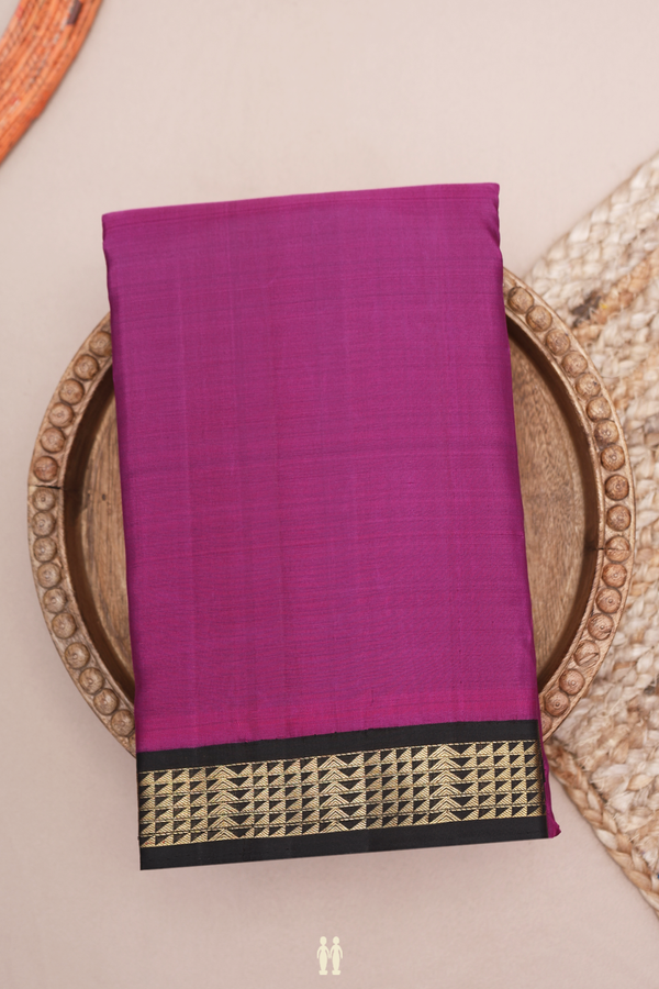 Kanchipuram Silk Saree In Grape Purple With Korvai Border