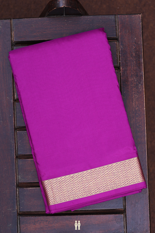 Chevron Border Grape Purple Silk Dhoti With Angavastram Set
