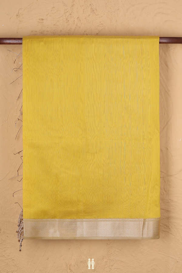 Maheswari Silk Cotton Saree In Yellow With Contrast Border