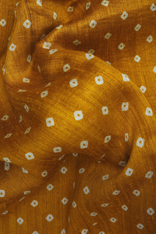 Dots Design Marigold Orange Linen Saree