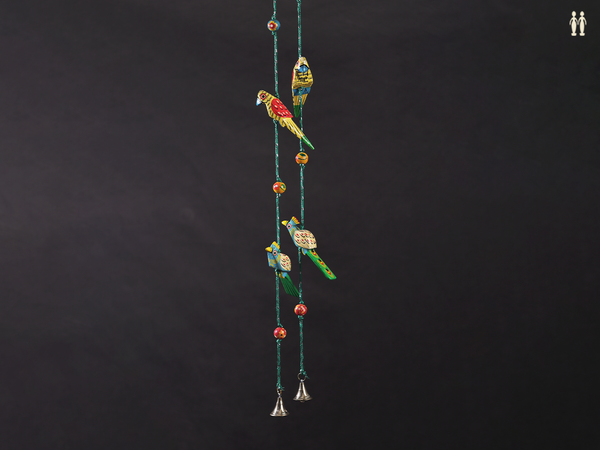 Set Of 2 Wooden Multicolor Parrot With Balls Wall Hanging