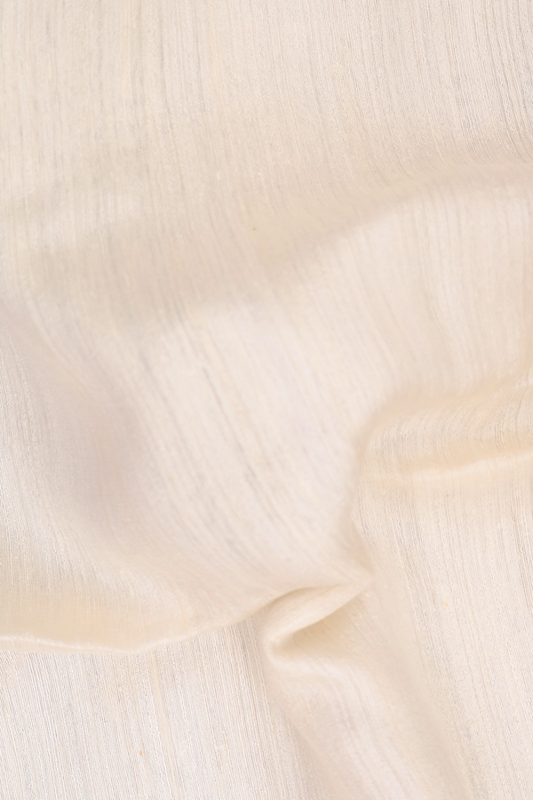 Bailu Silk Saree In Plain White With Contrast Border