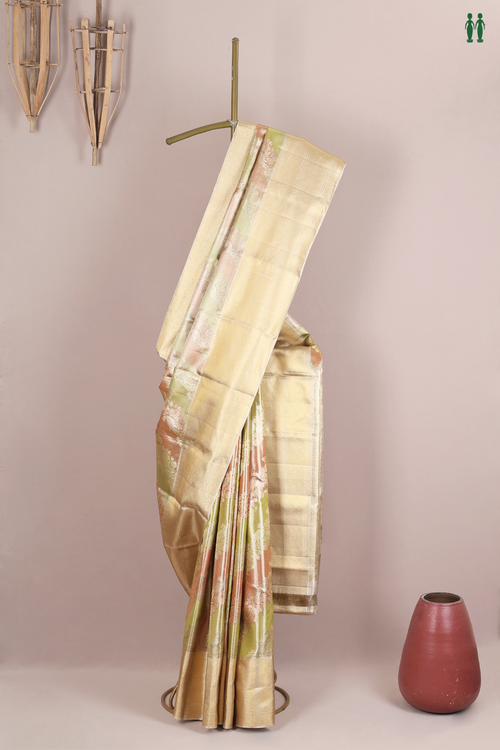 Kanchipuram Silk Saree In Multicolor Tissue With Peacock Design