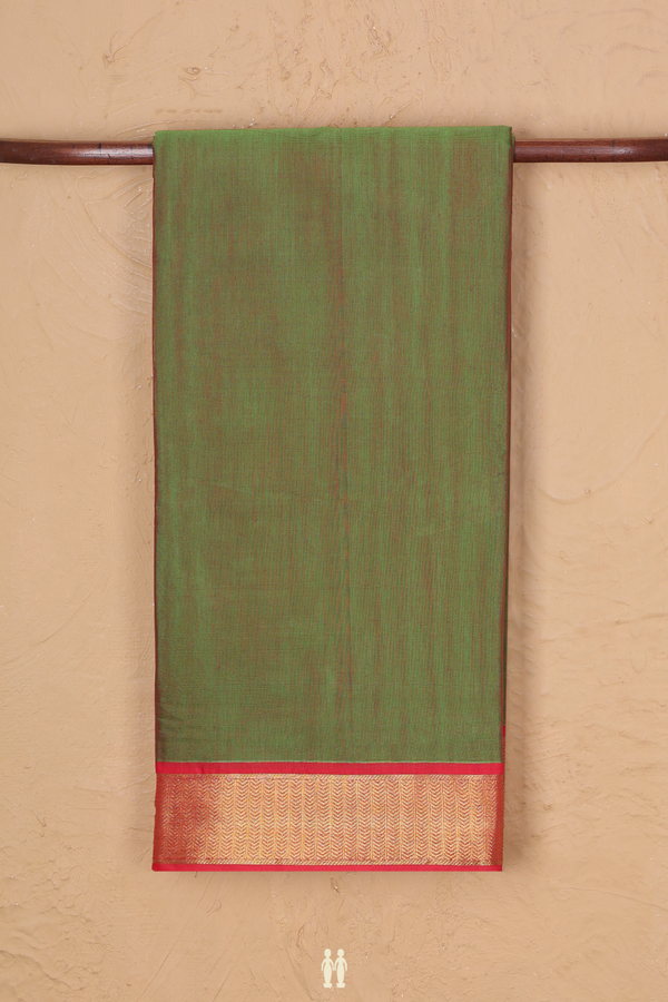 Nine Yards Cotton Saree In Dual Tone With Contrast Border