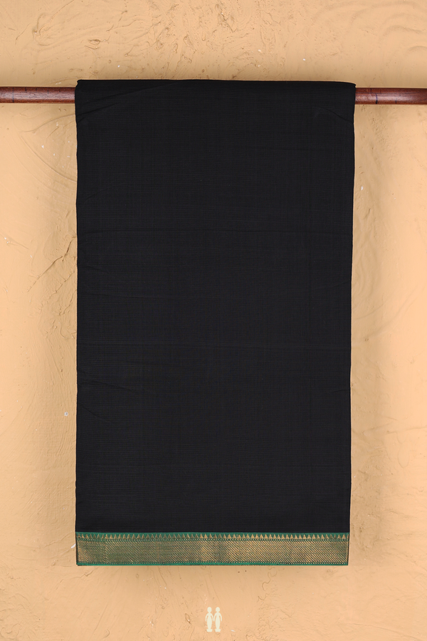 Mangalagiri Cotton Saree In Plain Black With Zari Border