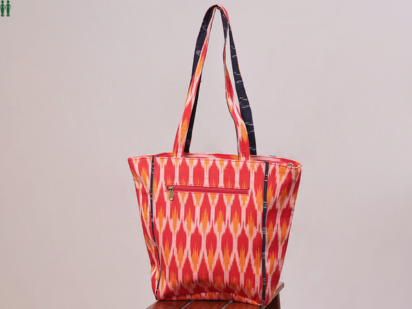 Printed Design Red Cotton Hand Bag