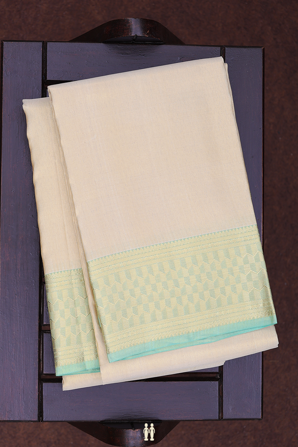 Contrast Border Light Brown Silk Dhoti With Shirt Material