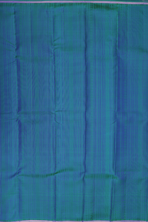 Kanchipuram Silk Saree In Blue With Stripes Design